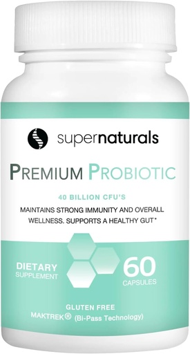[BRSWYZQCCMHWEG3Z] Premium Probiotics, 40 Billion CFU Probiotics for Digestive Health, Made with MAKTrek Bipass Technology, Women & Mens Probiotics for Gut Health, 60 Probiotic Capsules