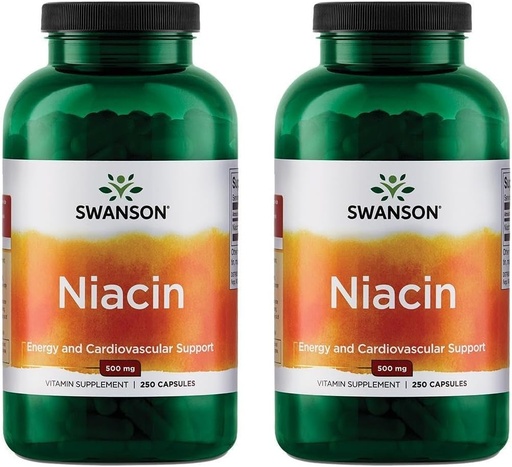 [BRSWGAAEOQHGOHT6] Swanson Niacin (B3) Cardio Health Support Carbohydrate Metabolism 500 Milligrams 250 Capsules (2 Pack)
