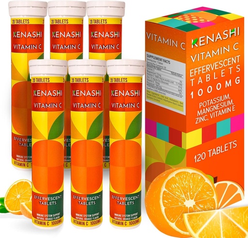 [BRSRAHAHPJ6QM2D2] Vitamin c Effervescent Tablets Vitamin C with Zinc 1000mg Vitamin Dissolving Tablets Vitamin C Table Vitamina C Efervescente para Adulto Zinc and Vitamin C 6 Pack