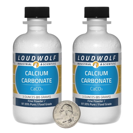 [BRSWIA3YCYOAMYD2] Calcium Carbonate / 6 Ounces / 2 Bottles / 97+% Pure Food Grade/Fine Powder/USA
