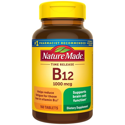 [BRSWIZYNDMCGO23A] Nature Made Vitamin B12 1000 mcg, B12 Vitamins, Dietary Supplement for Energy Metabolism Support, 160 Time Release Tablets, 160 Day Supply
