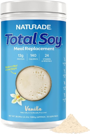 [BRSWYZA6CIIW23DK] Naturade Total Soy Protein Powder - 13g Protein & 130 Calories per Serving - Zero Trans Fat - Non-GMO Soy - Lactose & Gluten Free - Vanilla (30 Servings)