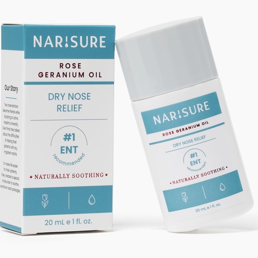 [BRSRAZLQDMAWOHLZ] Dry Nose Relief Oil (20ml/1oz.) | Doctor Developed & Recommended Soothing Nasal Moisturizing Emollient | Rose Geranium, Vitamin E, Natural Ingredients | Gentle Dropper Top Applicator