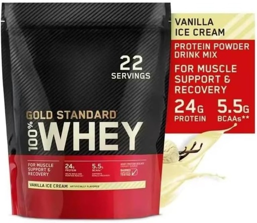 [BRSRAFQTCAOR6FA2] Whey Protein Pulver Whey Isolieren Gluten-Free 100% Protein Pulver Sport Fitness Gold Standard 100% Gold Standard Molke Protein 22 Servierungen-24 G Protein-5.5 G BCAA Vanilla Ice Cream