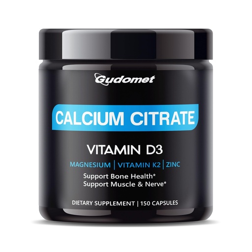[BRSRAHYNA4CBAADJ] High-Absorption Calcium Citrate with Vitamin D3 & K2 - Supports Bone, Muscle & Nerve Health - 150 Capsules