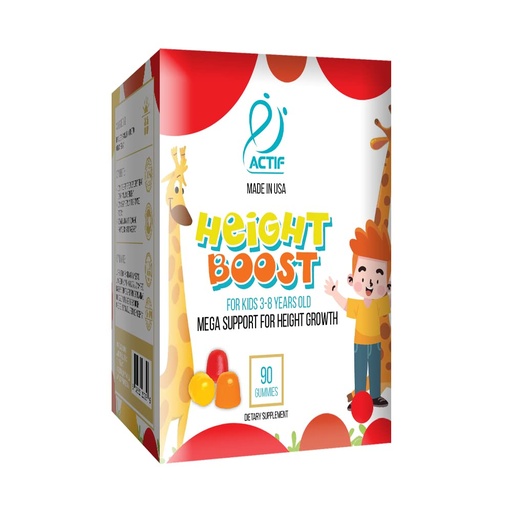 [BRSWYAYHAQMGM33A] Actif Height Boost Mega Support for Kids 3-8 Years Old, Height Growth with 10+ Factors, 60 Gummies, Strawberry Flavor, Get Tall Fast Formula