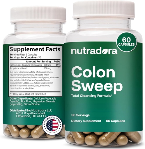 [BRSROYITCIGWAC3P] Gentle Colon Cleanser & Detox Supplement - Full Body Colon Cleanse Detox for Women & Men Tukee Vakaa Edistyminen Detoxification & Divegestive Säännöllisyys, 2-4 Kapselit a Day (Pack of 1)