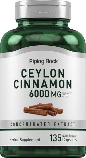 [BRSW2AT4BAOR4DIU] Piping Rock Ceylon Cinnamon kapselit 6000 mg . 135 Count...