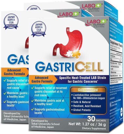 [BRSW2AYOOEFQMHTX] LABO Nutrition GASTRICELL - Acid Reflux, Heartburn, Recurring Gastric Discomfort, Natural Defence Against Gastric Distress 30