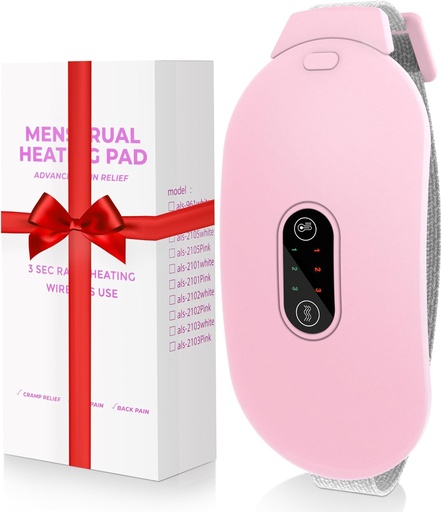 [BRSROYL2CUCRAF3L] Heating Pads, Glyduny Period Cramp Massager Portable Cordless Heating Pad with 6 Heat Levels and 6 Massage Modes for Back Pain Relief Menstrual Heating Pad (Pink)