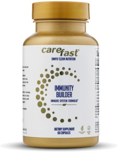 [BRSWYFIYAQGREGT7] Immunity Builders - 60 קפסולות טבעיות - ויטמינים C, B6, D, Elderberry Extract & Zinc - Immune System Support Booster for Men, Women, קשישים