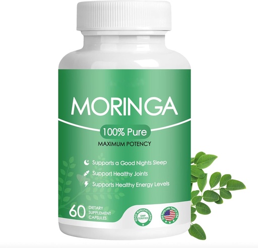 [BRSRAAI2CANBOF3F] Organic Moringa Capsules - 800 mg Pure Moringa Powder - Nutrient-Dense Superfood for Energy - Moringa Capsules - 60 Capsules