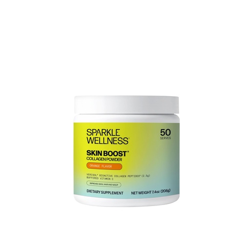 [BRSWGBIKCEJRAALA] Sparkle Wellness VERISOL Bioactive Hydrolyzed Collagen Peptides | Collagen Powder Supplement with Vitamin C for Skin, Hair & Nail Health | Skin Boost (Orange) [50-Serves]