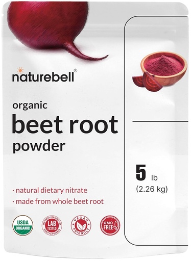[BRSROYLYCQGQODL7] NatureBell Organic Beet Root Powder 5Lbs XI124; 4,000mg Per Serving - Concentrated Whole Beet Root Source XI124; Wysoka dietetyczna azotan - Surowe suplementy żywności - Świetne dla Vegan Shakes & Smoothies - Non-GMO