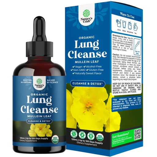 [BRSROZDQC57WADLF] Organic Mullein Drops for Lungs - Herbal Lung Detox & Cleanse with Marshmallow Root Extract & Plantain Leaf for Respiratory Lung Health - Mullein Leaf Tincture Drops for Breathing Support - 4 Fl Oz