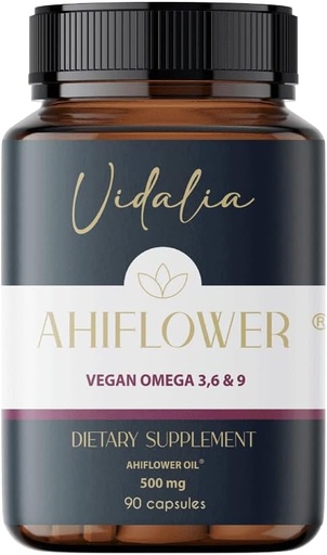 [BRSRAZI2OAJRG3D6] Ahiflower Oil Vegan Omega 3, 6 & 9. 90 Capsules. Vidalia by The Mix Superfoods. 45 Servings. Excelent Sustainable Source. Vegan 100%. NO Fish