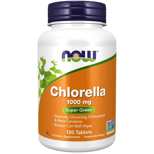 [BRSWIY32BQPQ2GTM] NOW Foods Supplements, Chlorella 1000 mg with naturally occurring Chlorophyll, Beta-Carotene, mixed Carotenoids, Vitamin C, Iron and Protein, 120 Tablets