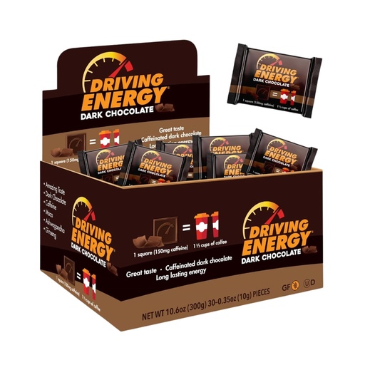 [BRSROGQCAQJWCG37] Conducir energía - Caffeinated Energy Bite Size - Dark Chocolate Fuel with 150mg Caffeine - Larga duración para gimnasio, entrenamiento, adultos - Gran sabor - Low Carb - Healthy Snack - 30 cuenta