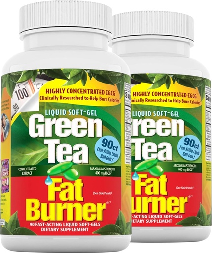 [BRSWIYYOPMIG2E3E] Applied Nutrition Green Tee Fat Burner - 90 Vedelad Soft-Gels, Pack of 2 - Suurendab Kalorite Põletamist & Tarnib Võimas Antioksüdandid - 90 Kokku Serving