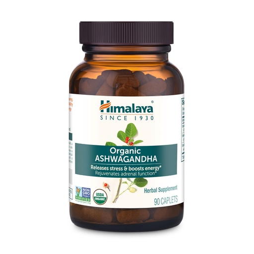 [BRSWGEIBOAJQIAY6] Himalaya Organic Ashwagandha Root, 90 Day Supply - Herbal Adrenal Support Supplements for Stress Relief and Energy Support - USDA Organic, Non-GMO, Vegan, Gluten Free, No Additives, 670 mg, 90 Caplets