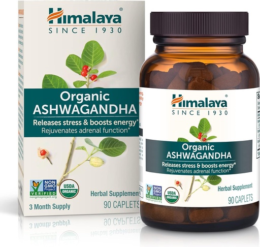 [BRSWGEIBOAJQIAY6] Himalaya Organic Ashwagandha, 90 Day Supply, Stress Yardım, Enerji Support, Occasional Sleepless, USDA Sertifikalı Organic, Non-GMO, Vegan, Gluten Pulsuz, 670 mg, 90 Caplets