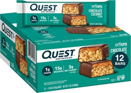 Quest Nutrition Crispy Chocolate Coconut Hero Protein Bar, 15g Protein, 1g Sugar, 3g Net Carbs, Gluten Free Protein Snack, Keto Friendly, 12 Count