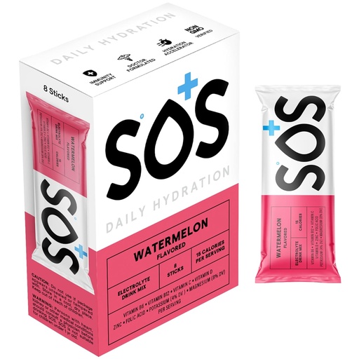 [BRSROZYHOUFWKFA6] Електролітний порошок SOS Hydration, кавун Flavor, 8 Stick Pack - Low-Calorie, Rapid Rehydration, Made in USA, Keto & Vegan Friendly