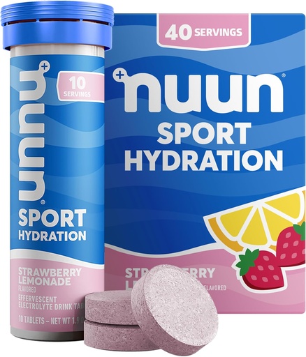 [BRSWK2QHDEBRMCTM] Nuun 스포츠 마그네슘, 칼슘, 칼륨, 염화물 및 나트륨, 글루텐 무료 및 채식, 딸기 레몬, 4 팩 (40 인분 총)와 전자 정제