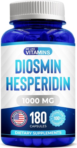 [BRSWYYAZPNYG2CY4] We Like Vitamins Diosmin Hesperidin 1000mg – 180 Capsules – 90 Day Supply - Diosmin and Hesperidin Supplement – Helps to Support Healthy Circulation, Veins, Capillaries, and Lymphatic Drainage