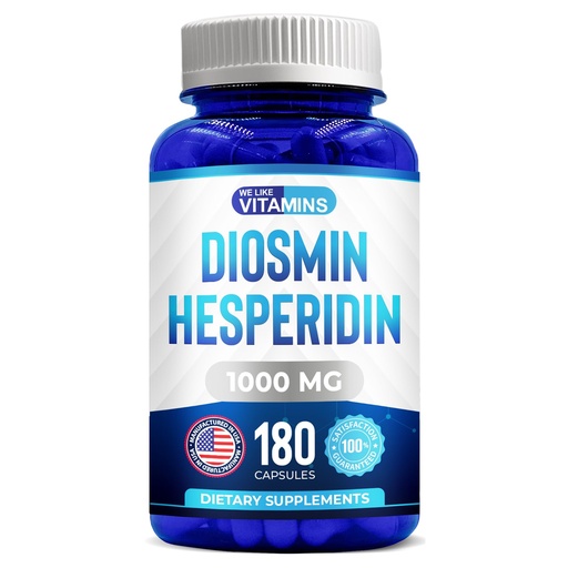 [BRSWYYAZPNYG2CY4] We Like Vitamins Diosmin Hesperidin 1000mg – 180 Capsules – 90 Day Supply - Diosmin and Hesperidin Supplement – Helps to Support Healthy Circulation, Veins, Capillaries, and Lymphatic Drainage