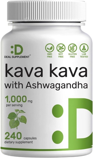 [BRSWGCQ7CBYBSCQ6] Deal Supplement Kava Kava Supplement 750mg Per Serving, 240 Capsules, 4 Months Supply – Kava Kava Root Extract with Ashwagandha Root Powder – Non-GMO
