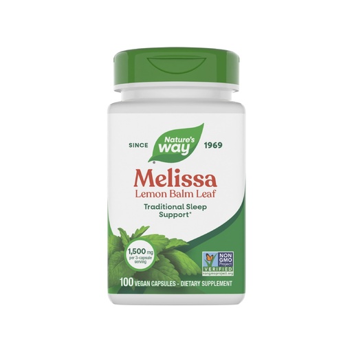 [BRSWIYT3OMAQKDA5] Nature's Way Melissa Lemon Balm Leaf, Traditional Sleep Support*, Melatonin Free, 1500 mg per 3-Capsule Serving, Non-GMO Project Verified, 100 Vegan Capsules (Packaging May Vary)