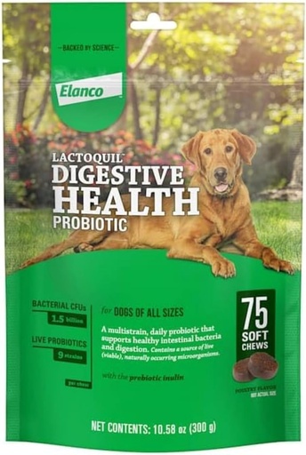 [BRSWIE35BEHBQ2DI] Elanco Lactoquil Soft Chews Digestive Health Probiotic Supplement for Dogs, 75 Count