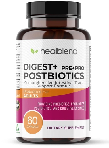 [BRSW2AYHCEJQEEIV] Digest + Postbiotics Supplement for Women and Men, Multi Enzymes, Organic Prebiotic & Probiotic for Digestive Health with Bromeline, Papin and Lipase, Non-GMO, Gluten-Free, 60 Vegetarian Caps