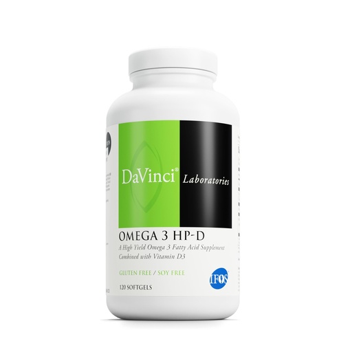 [BRSWIYIHCECACDTE] DAVINCI Labs Omega 3 HP-D - Dietary Supplement for Healthy Joints and Immune, Cardiovascular and Skin Health Support - with Vitamin D3 and More- Gluten-Free - Lemon Flavor - 120 Softgels