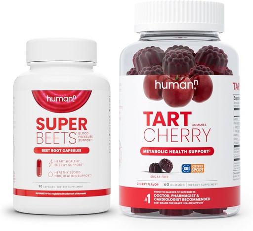[BRSRMAI7BUPBAEIZ] Humann SuperBeets Beet Root Capsules and Tart Cherry Gummies