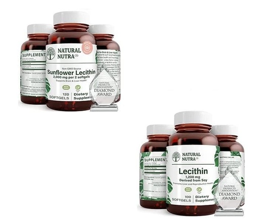 [BRSRMBT3CVYROFLO] Natural Nutra Sunflower Lecithin Supplement 2000 mg 120 Softgels Soy Lecithin Dietary Supplement 1200 mg 100 Softgels