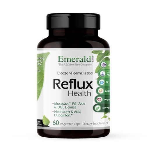 [BRSWYZQNPIBQAE3H] EMERALD LABS Reflux Health - Indigestion & Heartburn Relief with Mucosave FG, DGL, Aloe Vera, Probiotics, Digestive Enzymes & More* - 60 Vegetable Capsules (30-Day Supply)