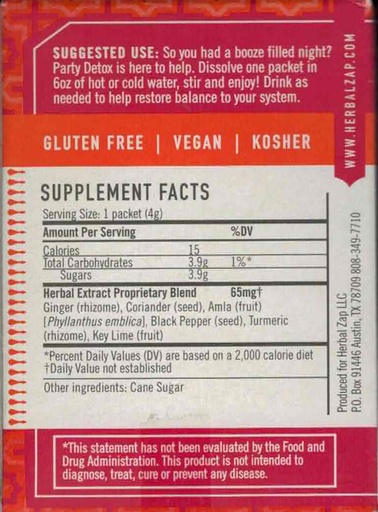 [BRSWKFIYBIIBUDY3] Bylinné Zap Party Detox Ayurvedic Bylinný dodatek 1 Krabice 25 Packets