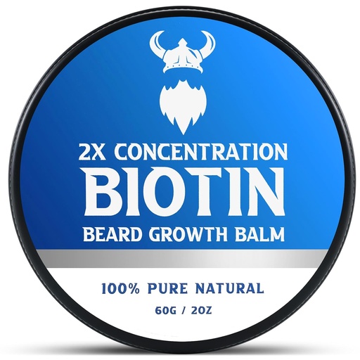 [BRSROCQROUCBAAL3] Biotin Beard Balm for Men & Conditioning Beard Wax - Made with Castor Oil Natural and Organic Ingredients - Hydrates & Thickens Facial Hair Growth- 2 Ounce Tin