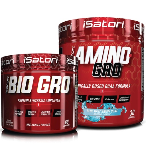 [BRSWYFI7OV5BQGTU] iSatori Bio-GRO Protein Synthesis Amplifier - Unflavored (60 Servings) & iSatori Amino-GRO BCAA Powder - Blue Razz Snow Cone (30 Servings)