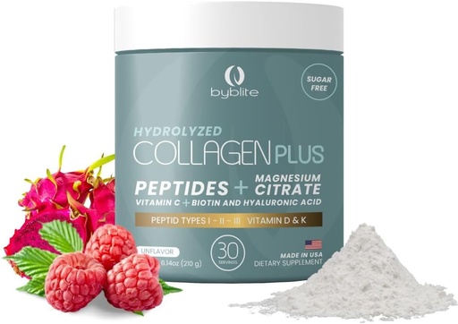 [BRSRAZICB5YWEE3G] Colageno Hidrolizado para Mejorar Articulaciones + Citrato de Magnesio para tu Salud Digestiva + Peptidos I,II,III + Acidos Hialuronico + Biotin + Vitamina C, D y K y Fortalece Tus Uñas y Cabello