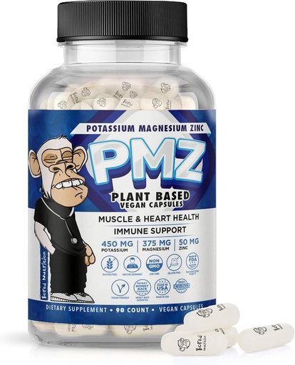 [BRSW2HAFBUHWKDQ6] Potassium Magnesium Zinc - Dễ dàng để Swallow - Magnesium Potassate hỗ trợ Vascular, Heart, bắp thịt và thần kinh, 90 Vegan Capsules - Công thức Furion Tri-Mineral - bởi Bored Nutration