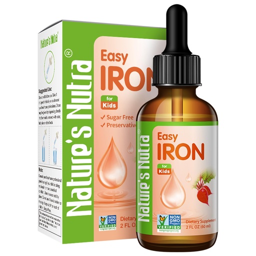 [BRSWKZAKA57BODLM] Nature's Nutra Easy Iron, Premium Liquid Iron for Baby, Infant, Kids and Children, Ferrochel, Anemia, Hemoglobin, Non-GMO, Kosher, 2 Fl. Oz (60ml)