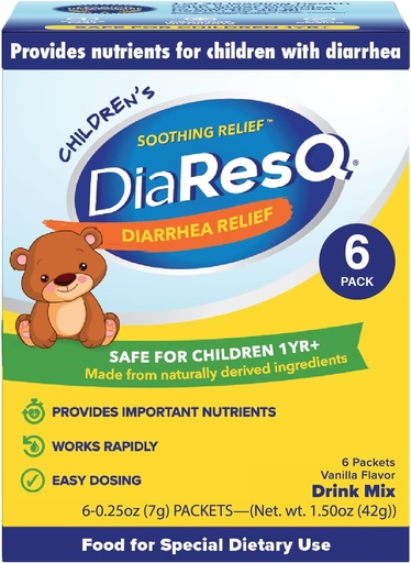 [BRSWKGYYPIBRAFIV] DiaResQ Diarrea & Immune Progre Coloshlem Cho Trẻ em một gói 6, chất cứu trợ Soothit, Giúp phục hồi chức năng sinh lý bình thường, Antibiotic & ma túy miễn phí, Gluten Free, Vanilla Flavor