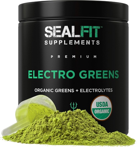 [BRSROHQLOV7WEFLO] SEALFIT ElectroGreens - USDA Organic Greens Superfood + Electrolytes Powder. 25+ Superfoods for Energy and Hydration. Super Green Juice και Ηλεκτρολύτης σκόνη Εμπνευσμένη από πρώην ναυτικό σφραγίδα Mark Divine