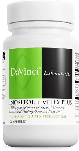 [BRSROZA7CN5AYFD6] DAVINCI Labs - Inositol + Vitex Plus - Um suplemento dietético para apoiar o equilíbrio hormonal e saudável Função ovariana - Vegetariano, Glúten Livre, Soja Grátis - 120 Cápsulas