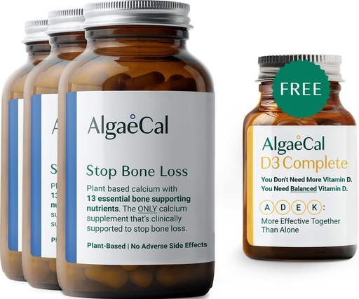 [BRSRAHYPB4NR4GQ2] ALGAECAL Vitality Bundle - Free 4-in-1 Vitamina D3 Calcium completo e piantato con 13 minerali a sostegno di ossa, clinicamente indicato per fermare la perdita di ossa, Immune & Whole Body Wellness