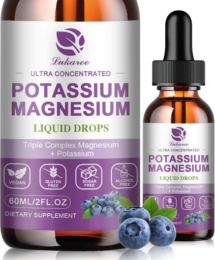 [BRSROCADBN7BYGT6] Potasio Magnesio Suplemento líquido w / Complejo Complejo de Triple Magnesio Glycinate &amp; Potassium Plus Omega 3, Moss Mar, Semilla Negra, D3K2 &amp; Calcium for Zzz, Leg Cramps & Muscle-2 FL OZ Drop