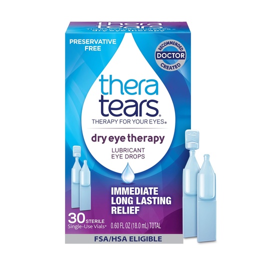 [BRSWGAQDCN6BA236] TheraTears Dry Eye Therapy Lubricating Eye Drops for Dry Eyes, Preservative Free eye drops, 30 Single-Use Vials